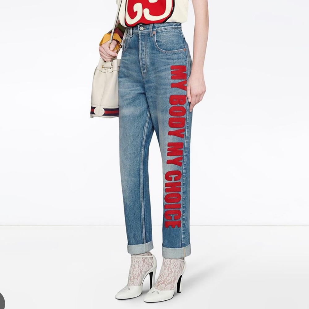 Gucci “My body My Choice” Statement Jeans